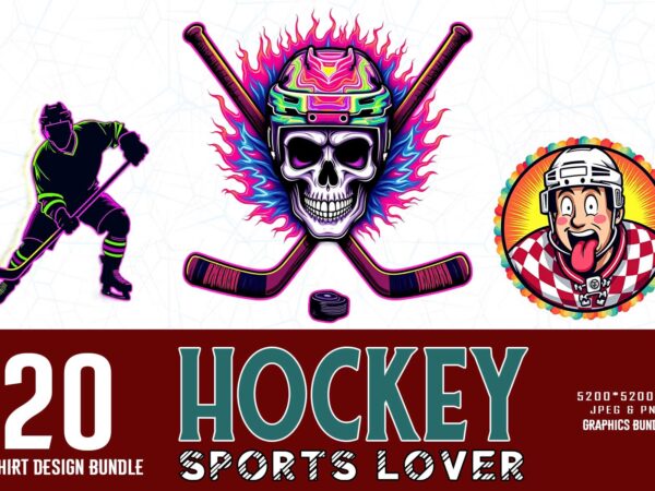 Trendy retro vintage hockey lover t-shirt design bundle of 20 design