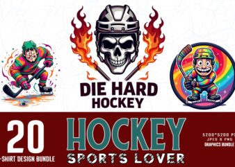 Vintage sports hockey t-shirt design bundle of 20 designs – download instantly