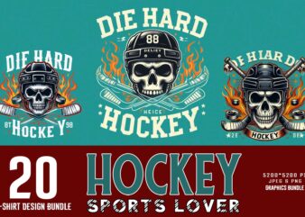 Popular groovy hockey lover t-shirt design bundle of 20 designs – download instantly