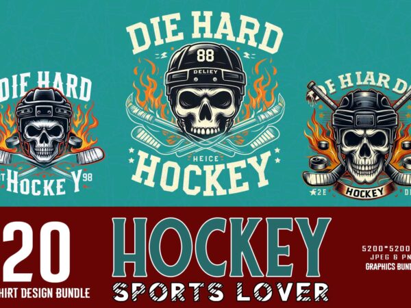 Popular groovy hockey lover t-shirt design bundle of 20 designs – download instantly