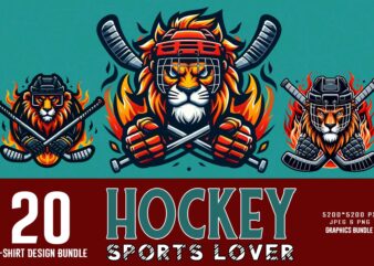 Trendy retro vintage hockey lover t-shirt design bundle of 20 design