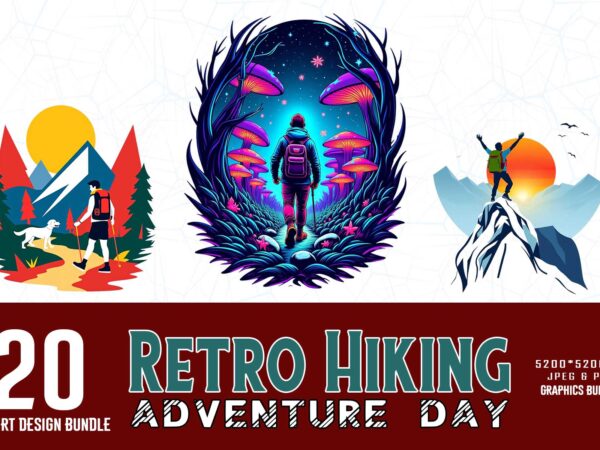 Popular groovy hiking adventure lover t-shirt design bundle of 20 designs – download instantly t-shirt