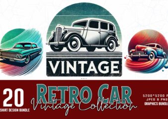 Retro Vintage Car t-shirt design bundle for Print on Demand Business