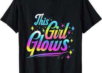 this girl glows for kids tie dye bright colors 80s and 90s T-Shirt