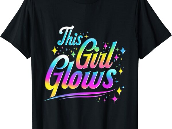 This girl glows for kids tie dye bright colors 80s and 90s t-shirt