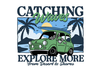 catching waves t shirt vector file