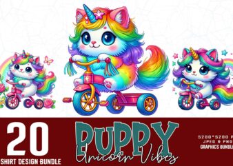 Popular Groovy Puppy Dog Unicorn Lover t-shirt design bundle