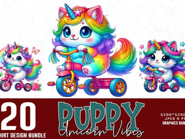 Popular groovy puppy dog unicorn lover t-shirt design bundle