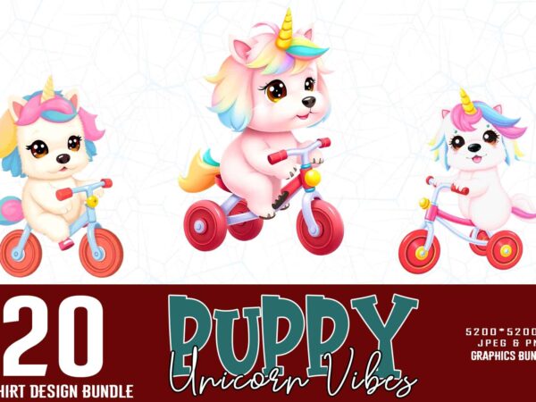 Vintage puppy unicorn t-shirt design bundle of 20 designs – download instantly