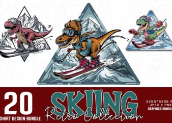 Groovy Winter Sports Skiing Lover t-shirt design bundle of 20 designs – download instantly T-Shirt Bundle