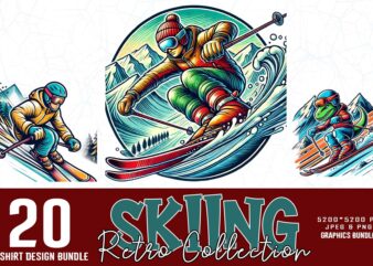 Winter Sports Skiing Illustration T-shirt design bundle