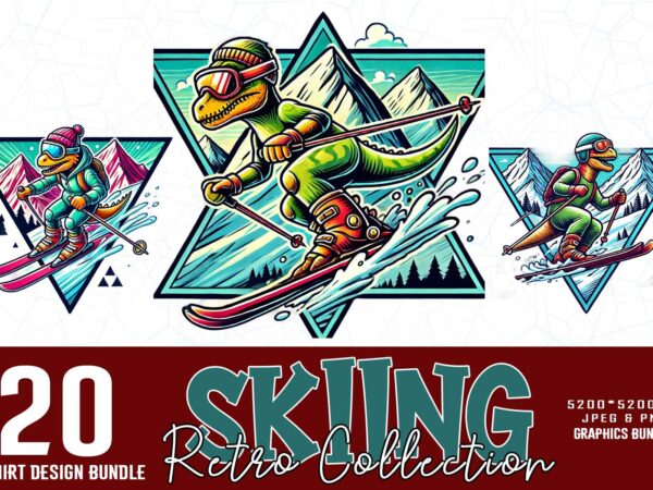 Popular groovy winter sports skiing lover t-shirt design bundle of 20 designs – download instantly t-shirt bundle