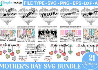 Mother’s Day SVG Bundle, Mother’s Day Heart Shape SVG Bundle,