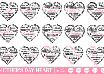 Mother’s Day SVG Bundle |Mother’s Day Heart Shape SVG