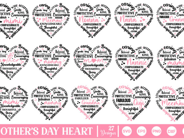 Mother’s day svg bundle |mother’s day heart shape svg t shirt designs for sale