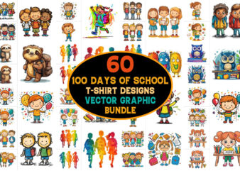 100 days of school vector graphic bundle,100 days of school,100 days of school color vector,100 days of school silhouette,100 days of school