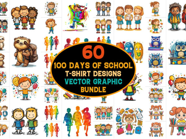 100 days of school vector graphic bundle,100 days of school,100 days of school color vector,100 days of school silhouette,100 days of school