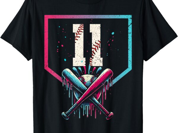 11th birthday baseball home plate drip ice cream sprinkle t-shirt