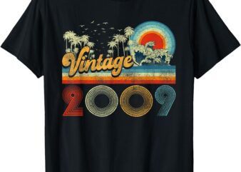 16 Years Old Gifts Vintage Made In 2009 16th Birthday Retro T-Shirt