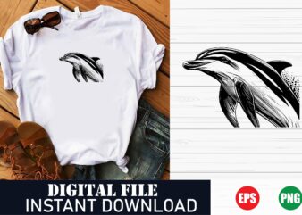 Minimalist dolphin vector t-shirt design for ocean lovers, cute dolphin and waves tropical t-shirt , abstract geometric dolphin vector art