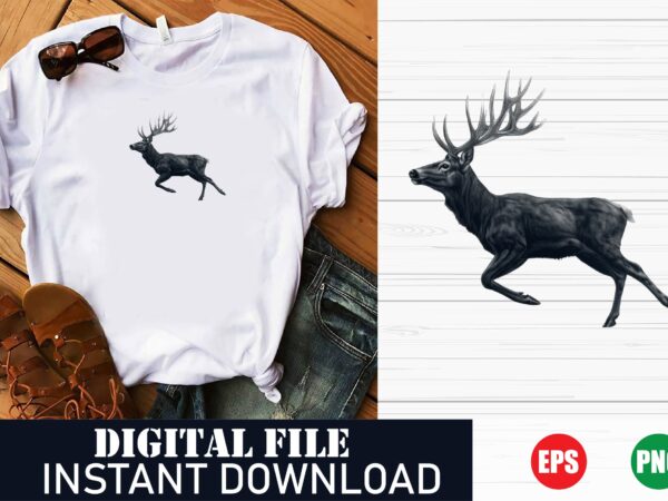 Majestic deer vector forest t-shirt design, minimalist deer silhouette nature lover tee, geometric deer head modern graphic t-shirt