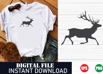 Minimalist Deer Vector Art T-Shirt Design for Nature Lovers, Geometric Deer Head Silhouette T-Shirt, Vintage Deer and Forest T-Shirt Design