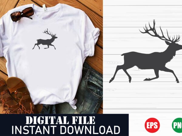 Minimalist deer vector art t-shirt design for nature lovers, geometric deer head silhouette t-shirt, vintage deer and forest t-shirt design