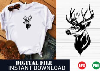 Minimalist deer face logo vector t-shirt design, vintage deer head silhouette t-shirt , geometric deer face vector art t-shirt , rustic deer