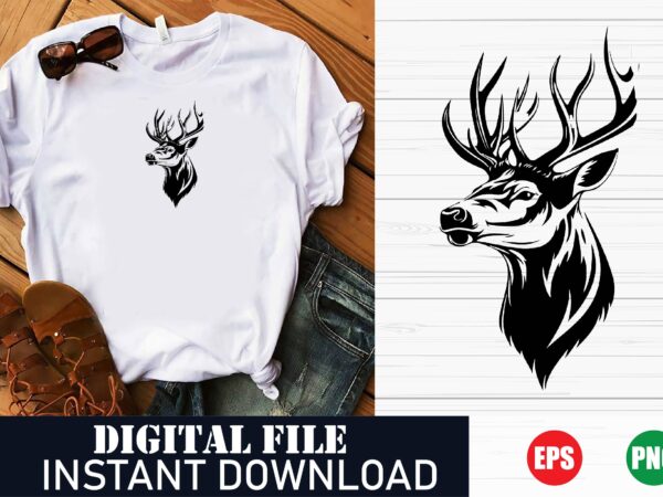 Minimalist deer face logo vector t-shirt design, vintage deer head silhouette t-shirt , geometric deer face vector art t-shirt , rustic deer