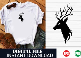 Boho Deer Face Illustration T-Shirt Design for Hipster Style, Rustic Deer Head Vector T-Shirt for Outdoor and Hunting Fans, Geometric Deer