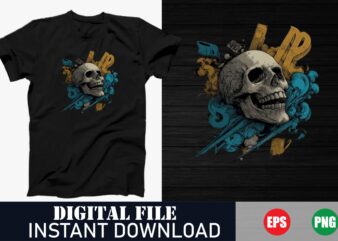 Edgy skull vector t-shirt design for men and women, minimalist skull vector art graphic tee, vintage skull vector illustration