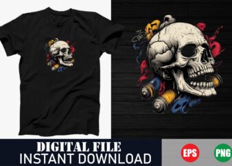 Edgy Skull Vector Art T-Shirt Design, Dark Gothic Skull Vector Graphic T-Shirt, Minimalist Skull Vector Illustration