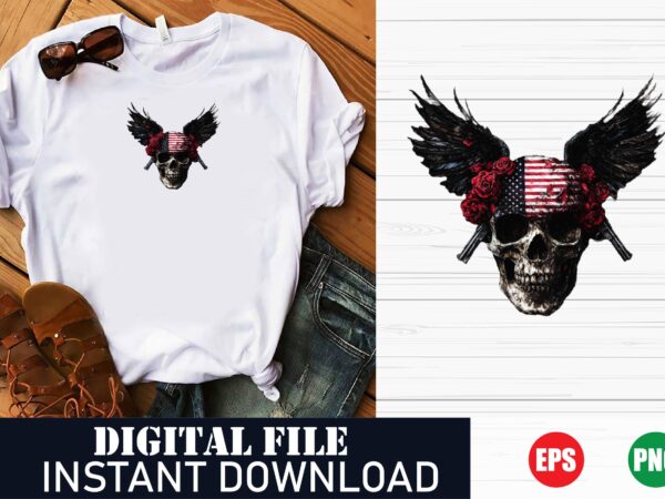 Patriotic usa skull with flag, vintage american pride design, american flag skull vector , patriotic t-shirt artwork