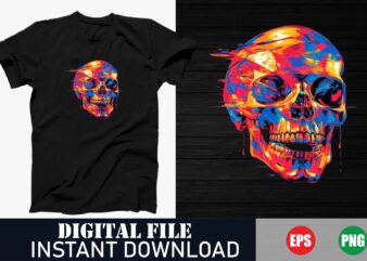 Gothic Skull Drawing T-Shirt Design, Abstract Skull Vector Art T-Shirt, Vintage Skull Illustration T-Shirt Design, Skull Graphic T-Shirt