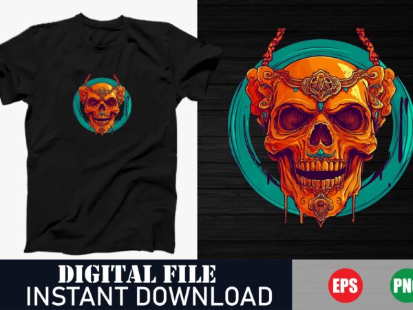 Vibrant colorful skull vector graphic t-shirt design, modern pop art skull design with vibrant colors for t-shirts, retro colorful skull