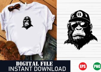 Cute Monkey Face Vector Graphic T-Shirt Design, Funny Cartoon Monkey Face Illustration for T-Shirts, Minimalist Monkey Face Art