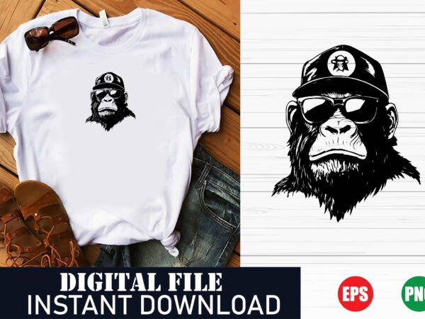 Cute monkey face vector graphic t-shirt design, funny cartoon monkey face illustration for t-shirts, minimalist monkey face art