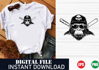 Stylish Monkey Face Illustration T-Shirt Design, Funny Jungle Monkey Face Graphic T-Shirt, Minimalist Monkey Face Vector T-Shirt