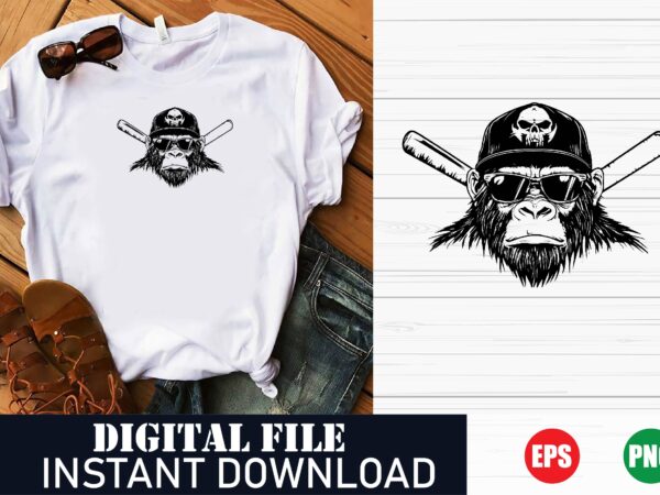 Stylish monkey face illustration t-shirt design, funny jungle monkey face graphic t-shirt, minimalist monkey face vector t-shirt