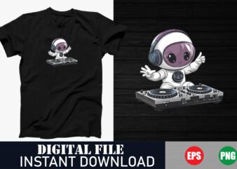 Floating Astronaut in Space – Galaxy T-Shirt Design, Retro Astronaut and Planets, Cosmic Astronaut with Stars and Moon – Sci-Fi T-Shirt Desi