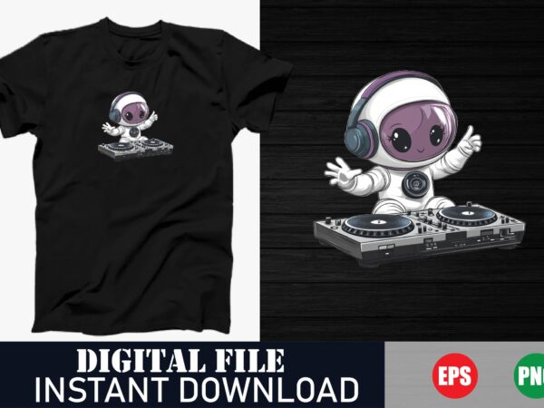 Floating astronaut in space – galaxy t-shirt design, retro astronaut and planets, cosmic astronaut with stars and moon – sci-fi t-shirt desi