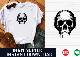 Edgy Skull Vector Art T-Shirt Design, Minimalist Skull Graphic Tee for Men and Women, Vintage Skull Illustration T-Shirt