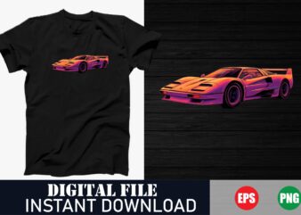 Vintage colorful car vector t-shirt design for car lovers, retro car art graphic tee, custom colorful car vector t-shirt