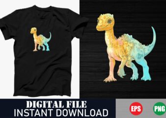 Colorful Dinosaur Vector Art T-Shirt, Cute Cartoon Dinosaur Graphic Tee, Playful Dino Lover Shirt, Unique Dino Fan Apparel