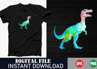 Colorful Dinosaur Vector Art , Retro Dinosaur Print, Bright and Fun Dino T-Shirt, Vibrant Dinosaur Graphic – Unique Dino Lover Shirt