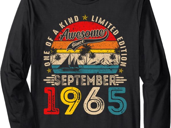 60 year old awesome september 1965 vintage 60th birthday men long sleeve t-shirt