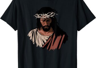 African American Jesus Portrait Black Christian T-Shirt