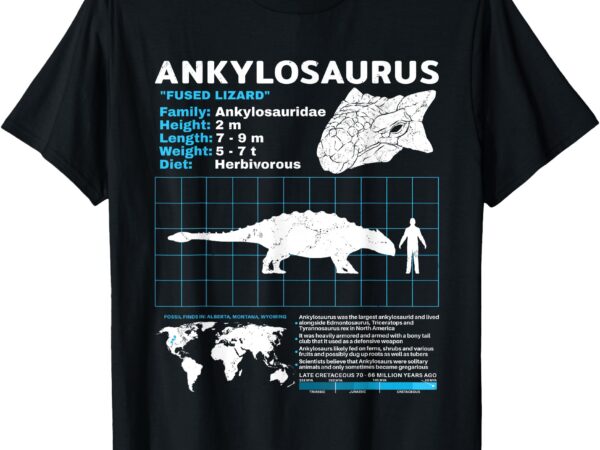 Ankylosaurus fact sheet dinosaur facts t-shirt