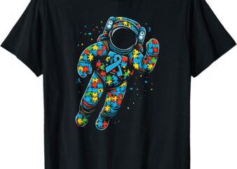 Astronaut Puzzle Autism Awareness Autistic Womens Mens Kids T-Shirt