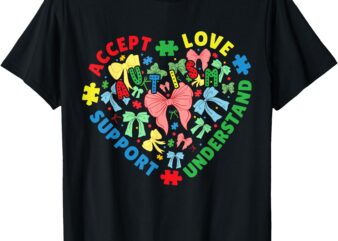 Autism Awareness Heart Coquette Bow Autism Support Women T-Shirt